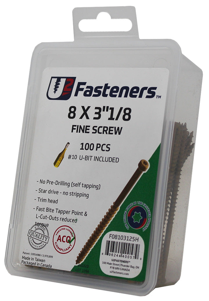 Fine Screw 8 x 3-1/8"