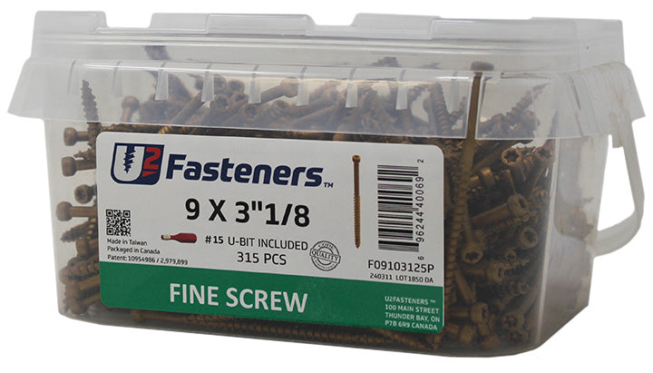 Fine Screw 9 x 3-1/8"