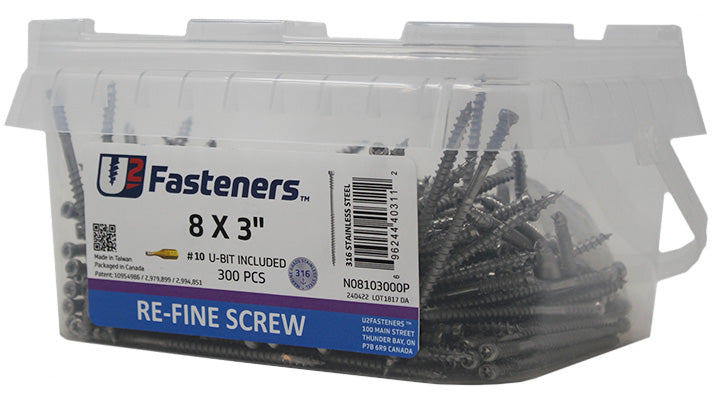 RE-Fine Screw 316 Stainless 8 x 3-1/2"