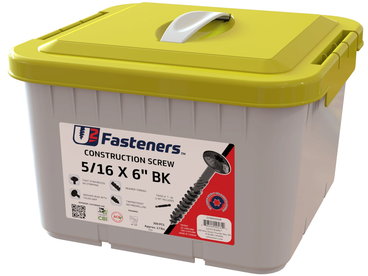 Black Construction Screw 5/16 x 6"