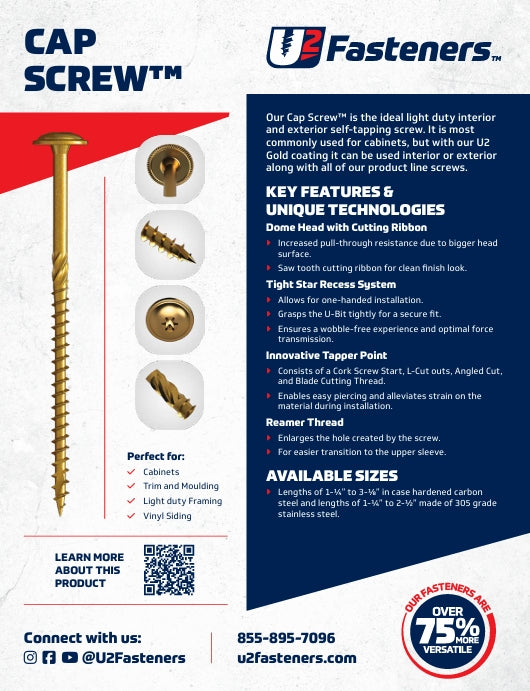 White Cap Screw 8 x 1"
