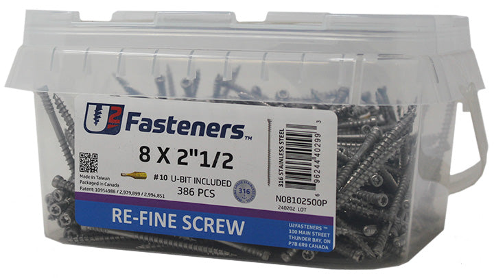 RE-Fine Screw 316 Stainless 8 x 3"