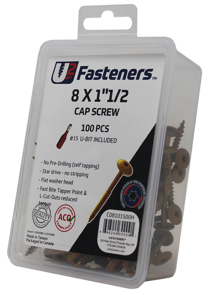 White Cap Screw 8 x 1-1/2"