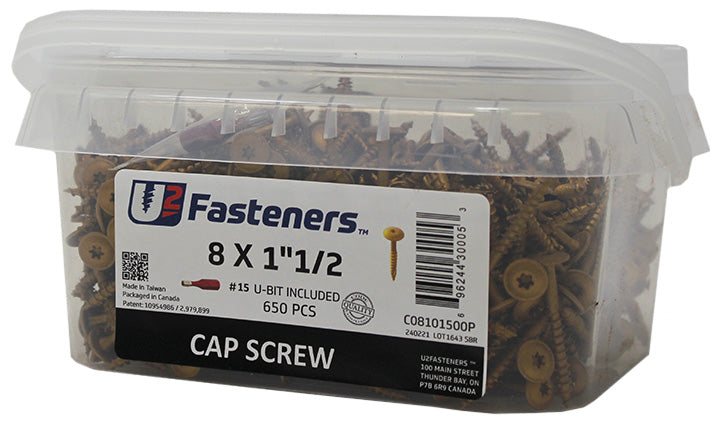 White Cap Screw 8 x 1-1/2"