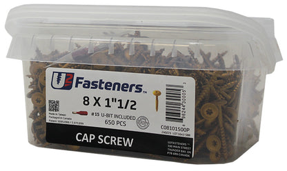 White Cap Screw 8 x 1-1/2"