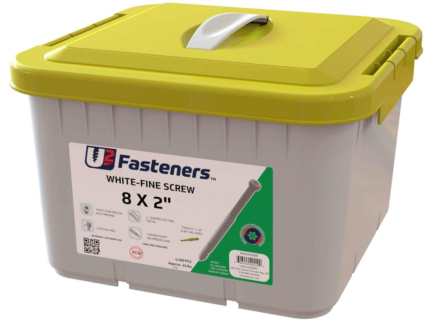 White Fine Screw 8 x 2"