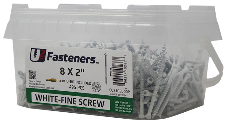 White Fine Screw 8 x 2"