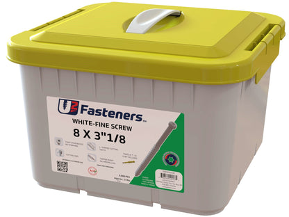 White Fine Screw 8 x 3-1/8"