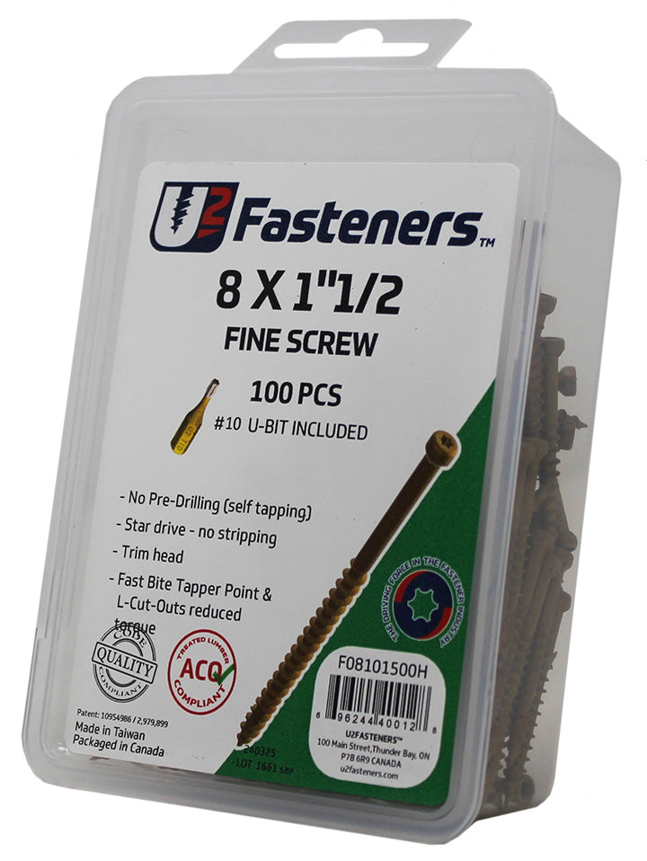 Fine Screw 8 x 1-1/2"