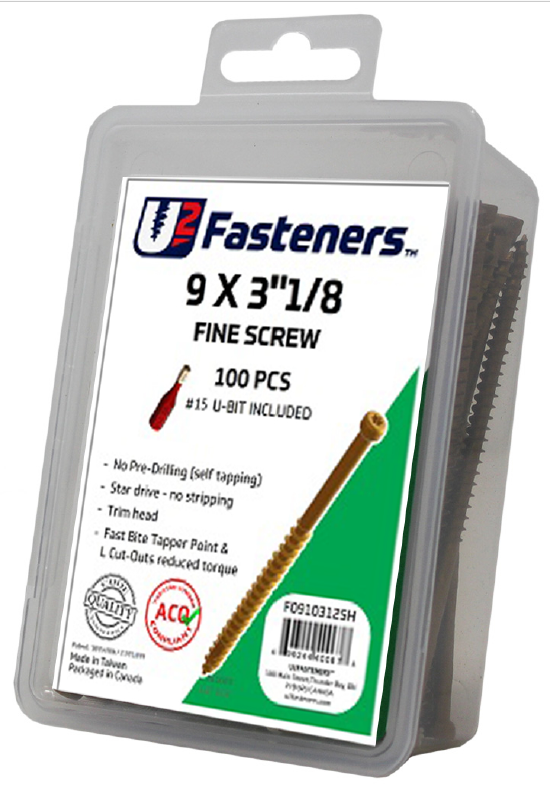 Fine Screw 9 x 3-1/8"