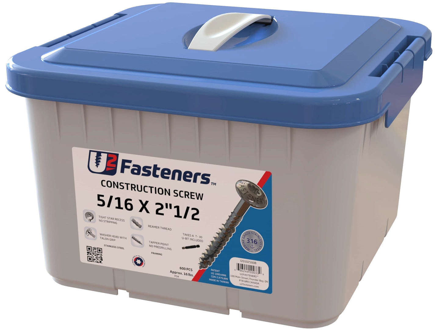 Construction 316 Stainless 5/16 x 2-1/2"