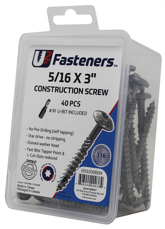 Construction 316 Stainless 5/16 x 3"