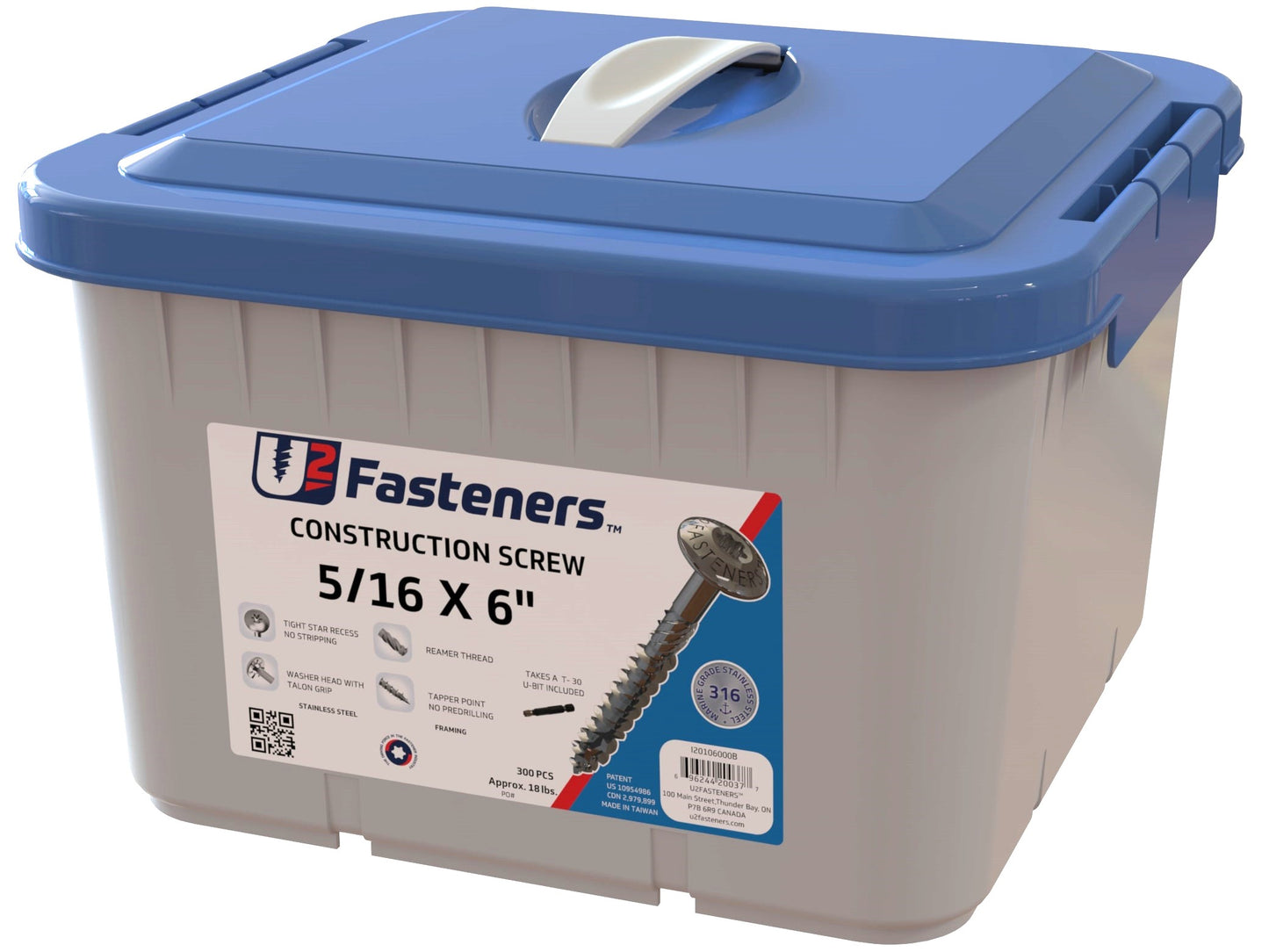 Construction 316 Stainless 5/16 x 6"