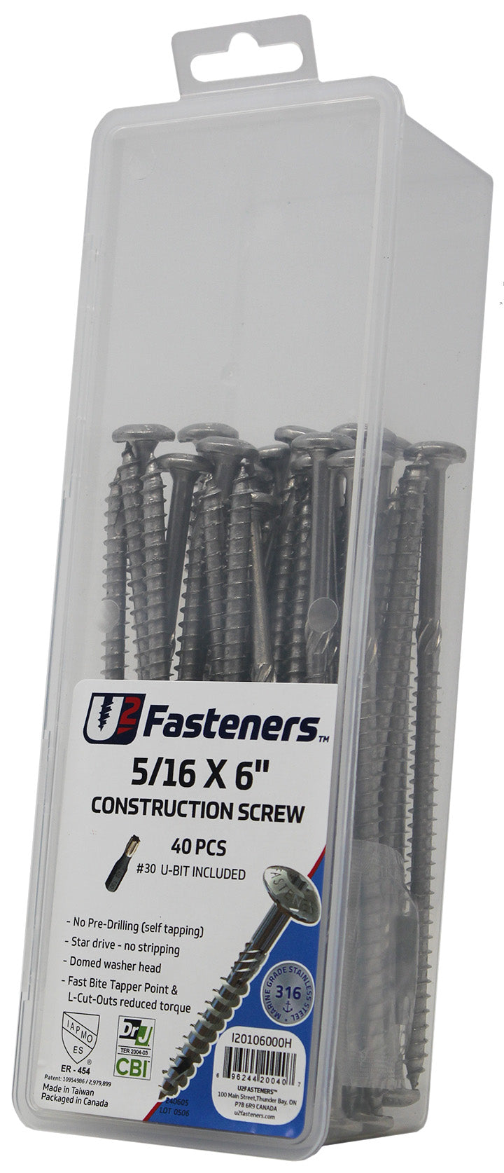 Construction 316 Stainless 5/16 x 6"