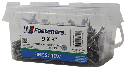Fine Screw 316 Stainless 9 x 3"