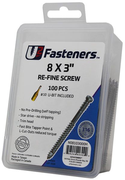 RE-Fine Screw 316 Stainless 8 x 3-1/2"