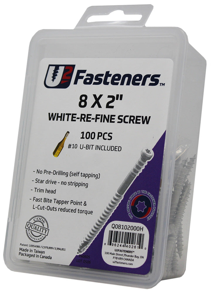 White RE-Fine Screw 8 x 2"