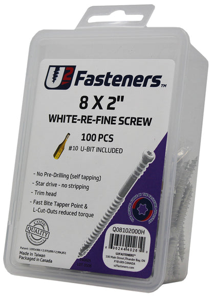 White RE-Fine Screw 8 x 2"