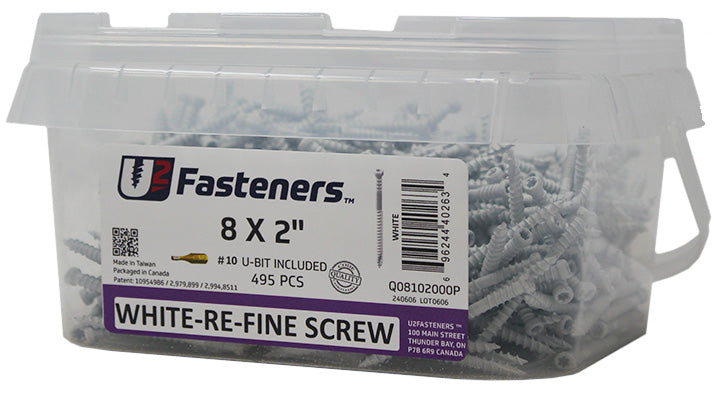 White RE-Fine Screw 8 x 2"