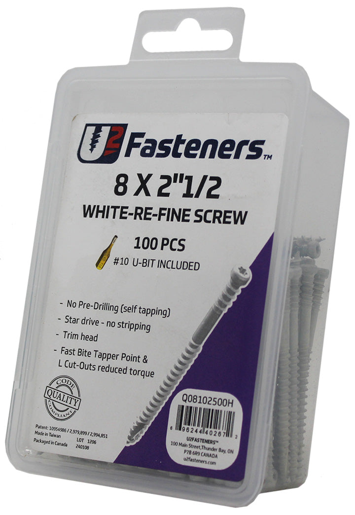 White RE-Fine Screw 8 x 2-1/2"