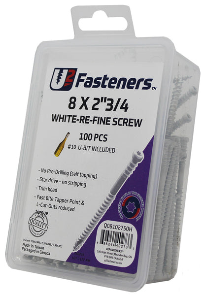 White RE-Fine Screw 8 x 2-3/4"