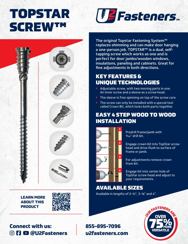 TopStar Screw 1/4-3/8 x 4"