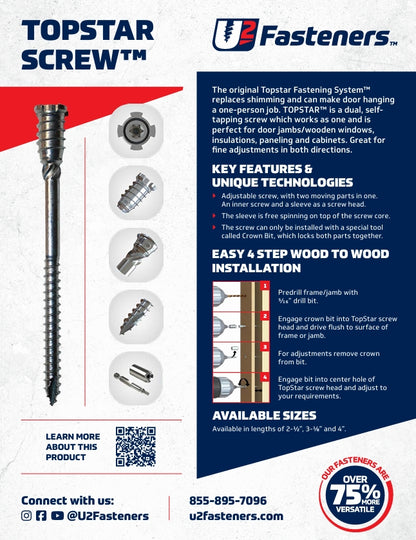 TopStar Screw 1/4-3/8 x 4"