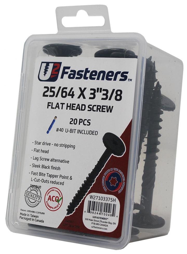 Black Flat Head Screw 25/64 x 3-3/8"