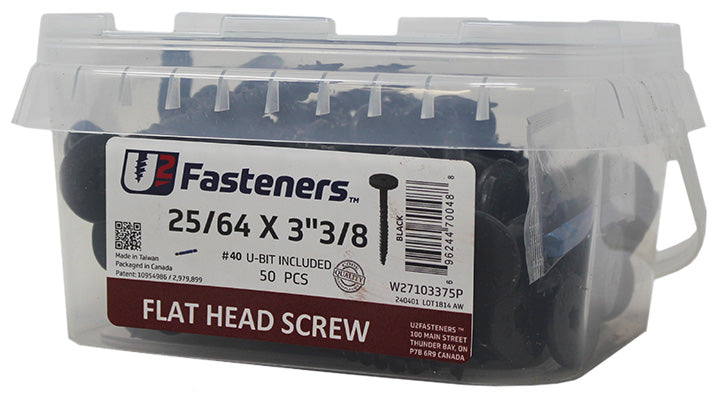 Black Flat Head Screw 25/64 x 3-3/8"