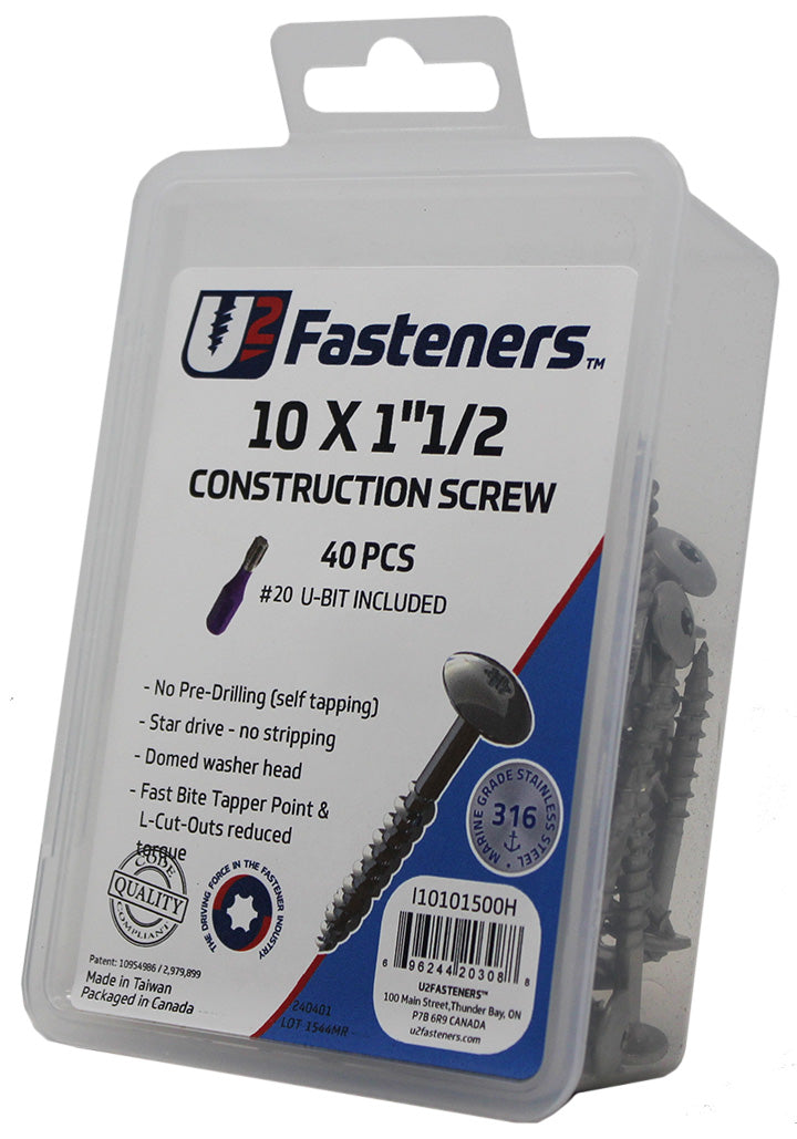 Construction 316 Stainless 10 x 1-1/2"