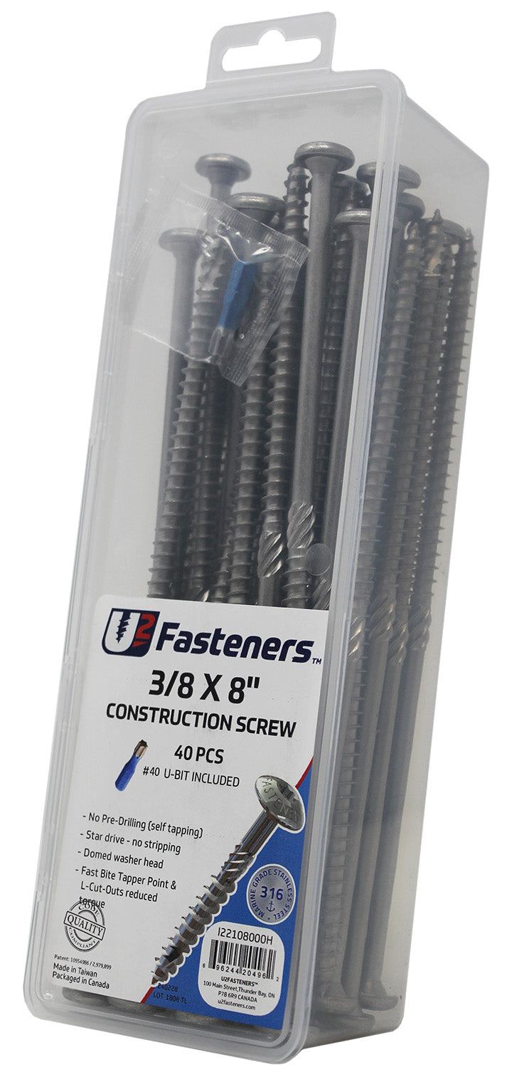 Construction 316 Stainless 3/8 x 8"