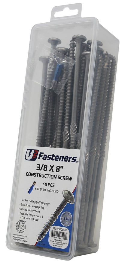 Construction 316 Stainless 3/8 x 8"