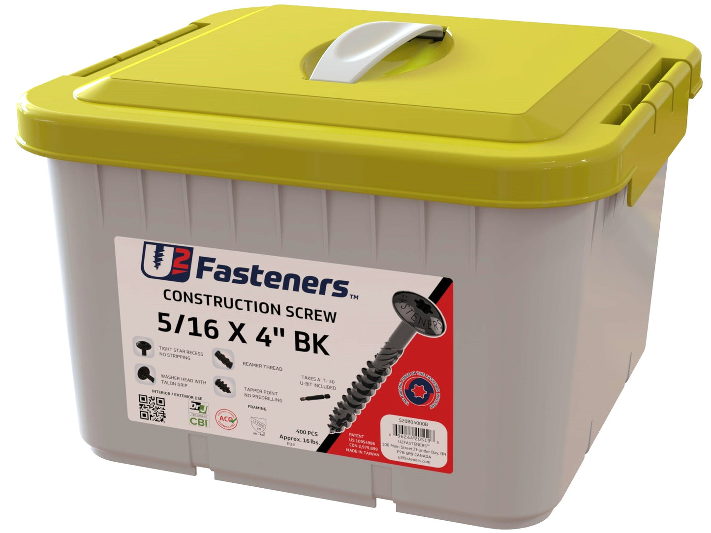 Black Construction Screw 5/16 x 4"