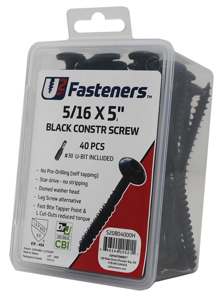 Black Construction Screw 5/16 x 5"