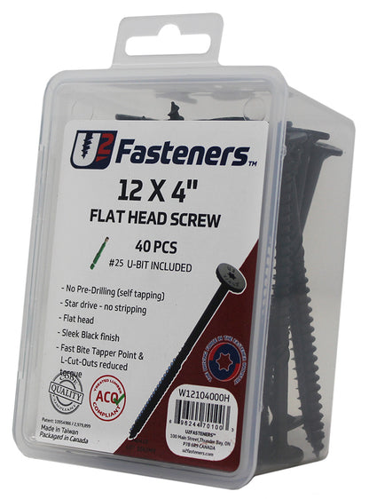 Black Flat Head Screw 12 x 4"