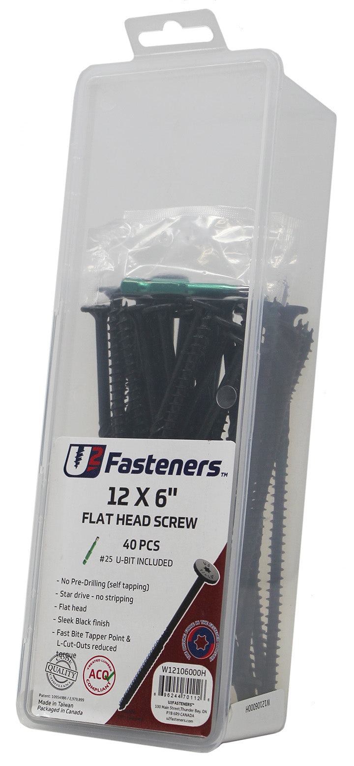 Black Flat Head Screw 12 x 6"