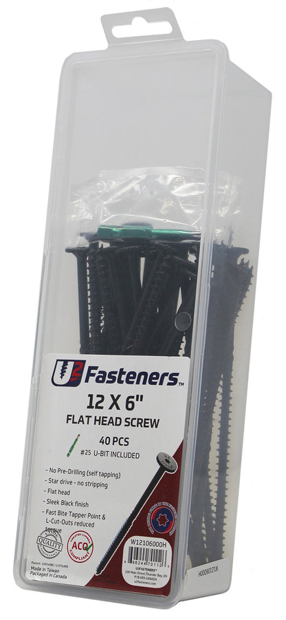 Black Flat Head Screw 12 x 6"