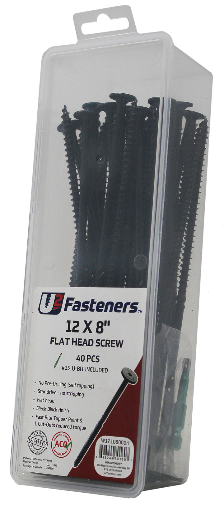 Black Flat Head Screw 12 x 8"