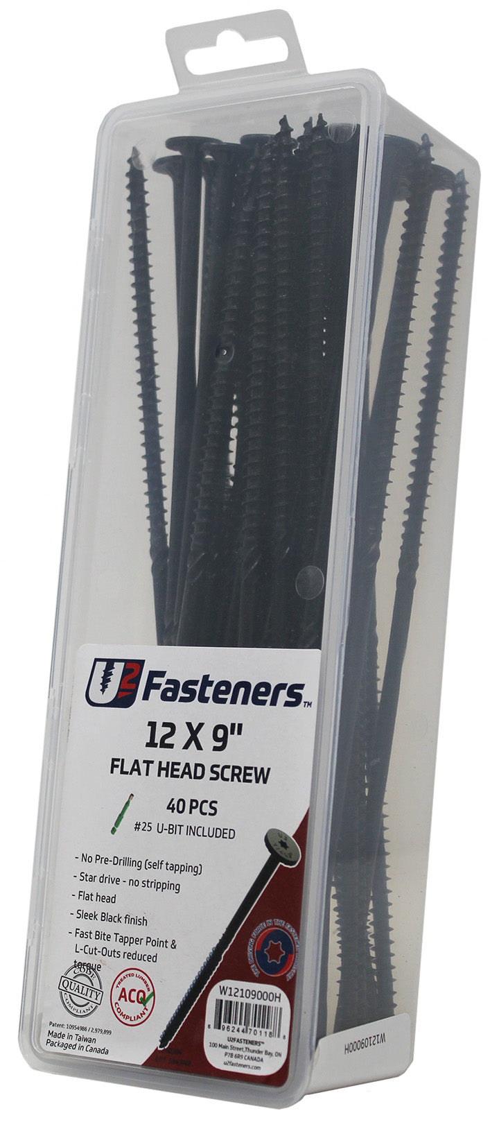 Black Flat Head Screw 12 x 9"