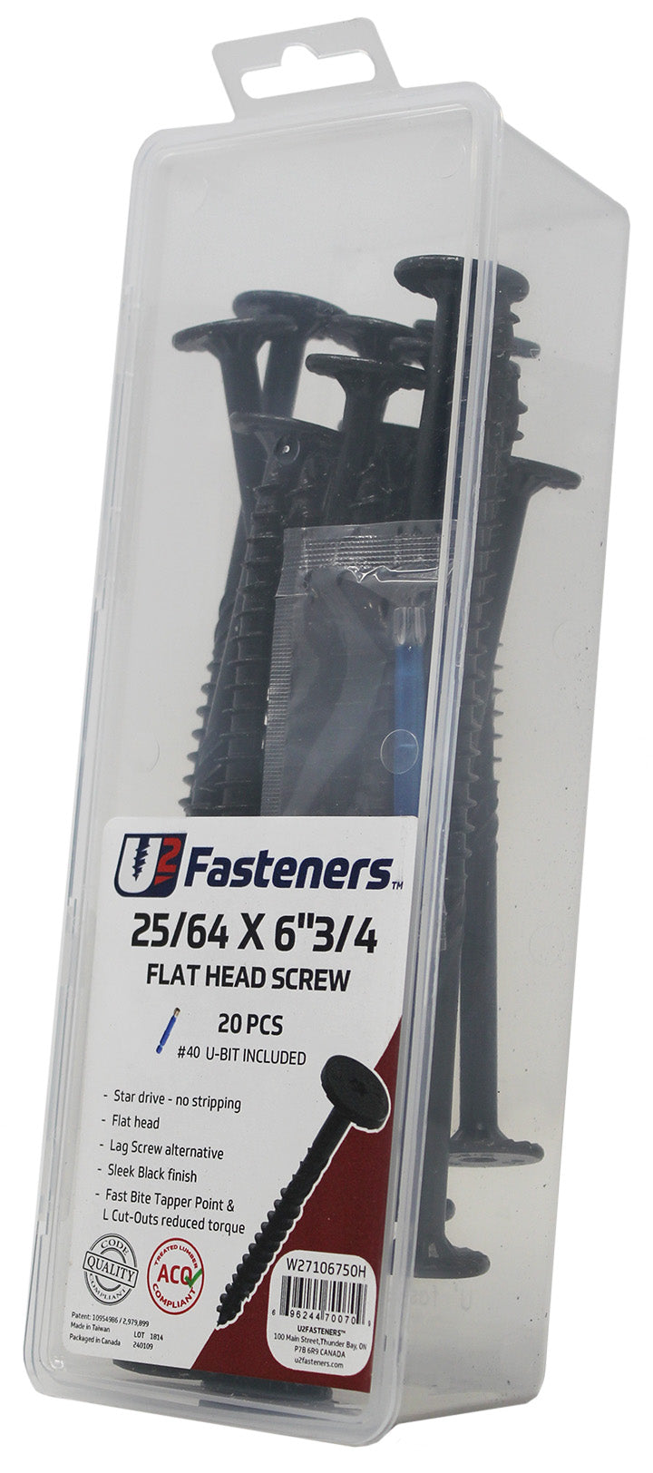 Black Flat Head Screw 25/64 x 6-3/4"