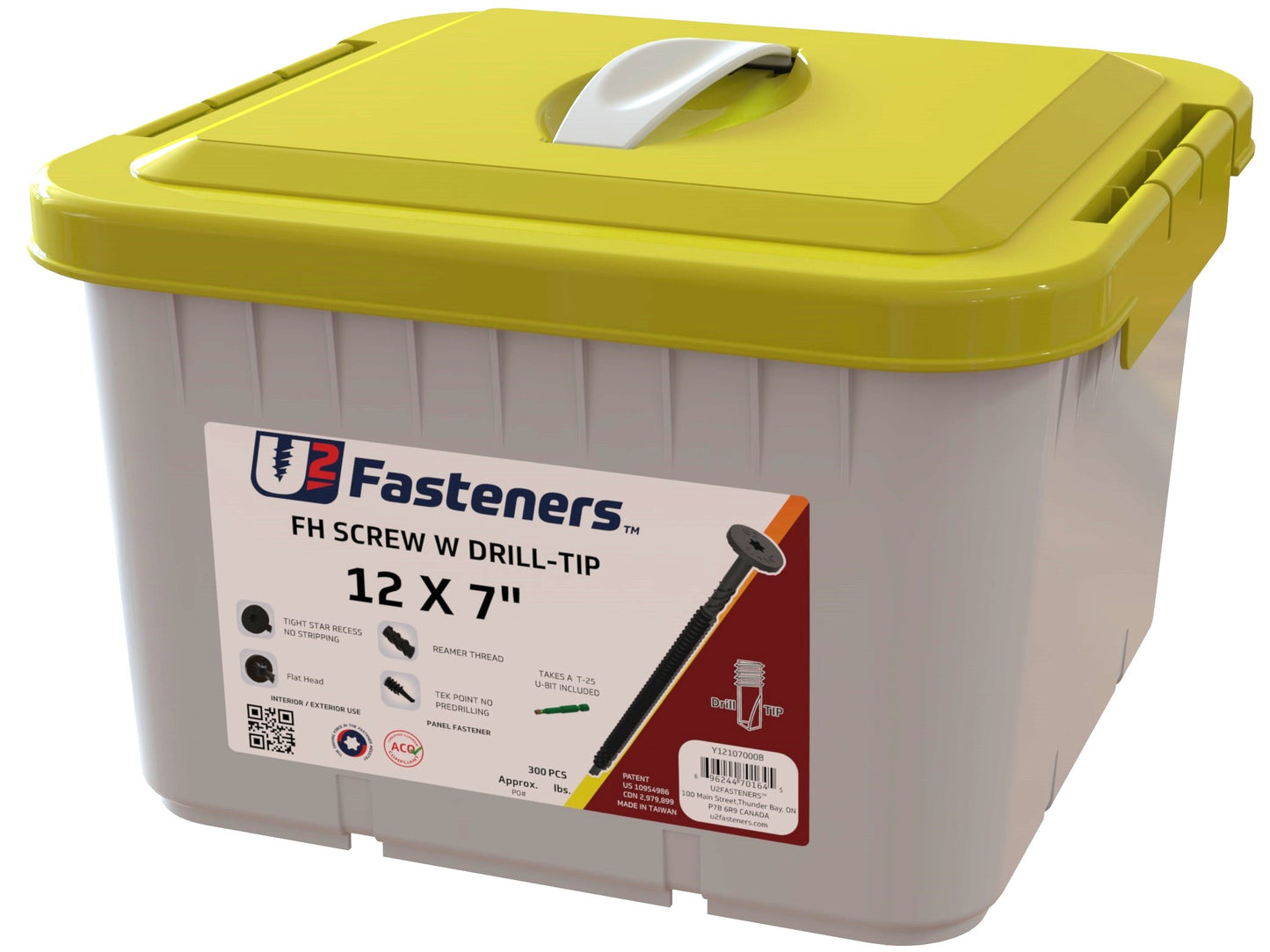 Black Flat Head with Drill Tip 12 x 7"