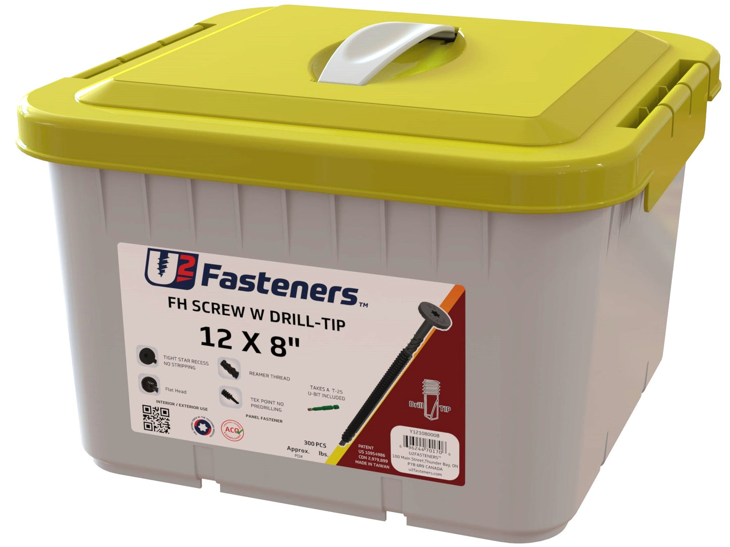 Black Flat Head with Drill Tip 12 x 8"